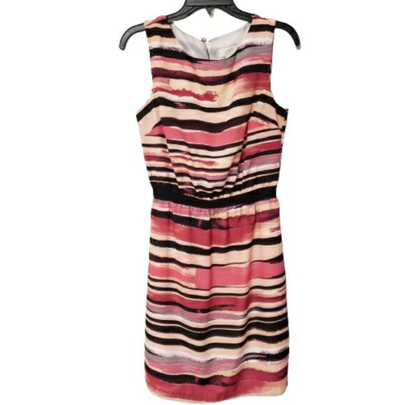 LOFT Striped Boat Neck Sleeveless Cinched Dress Small - Picture 1 of 11